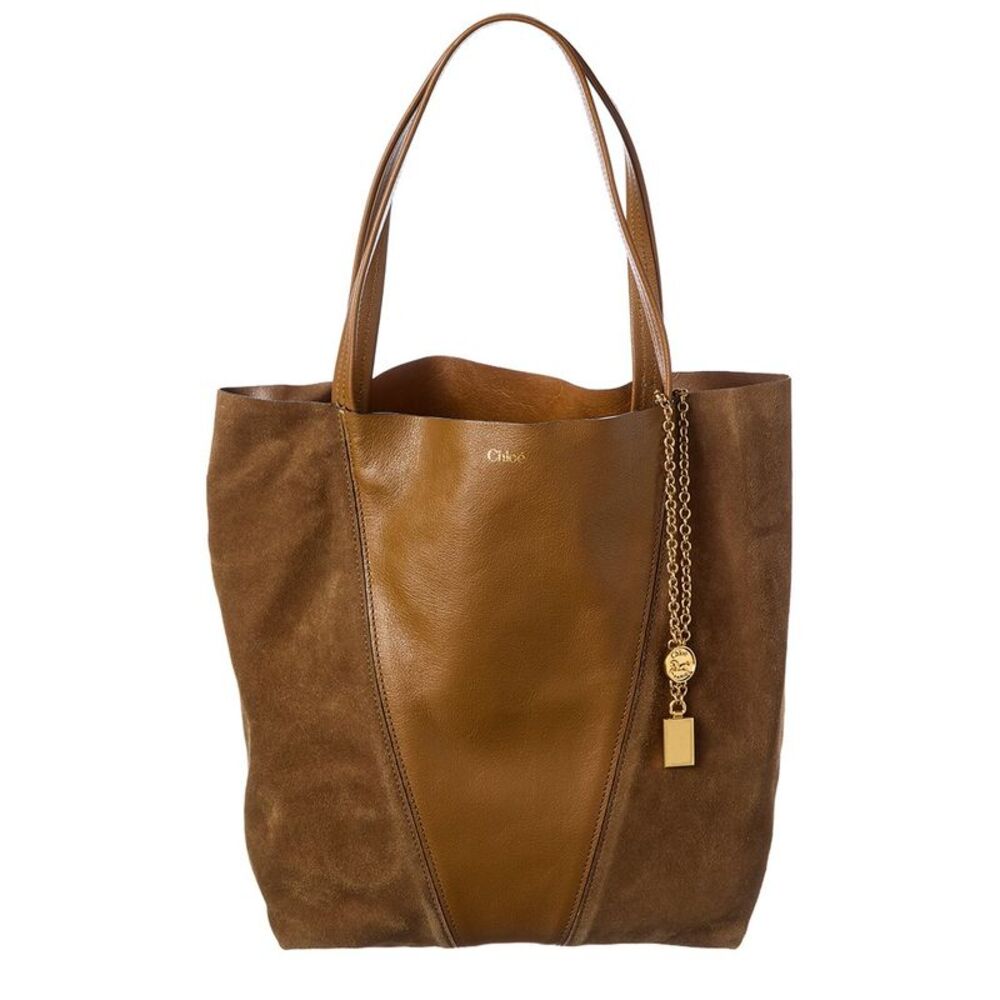 Chloé Spin Suede & Leather Tote, Green